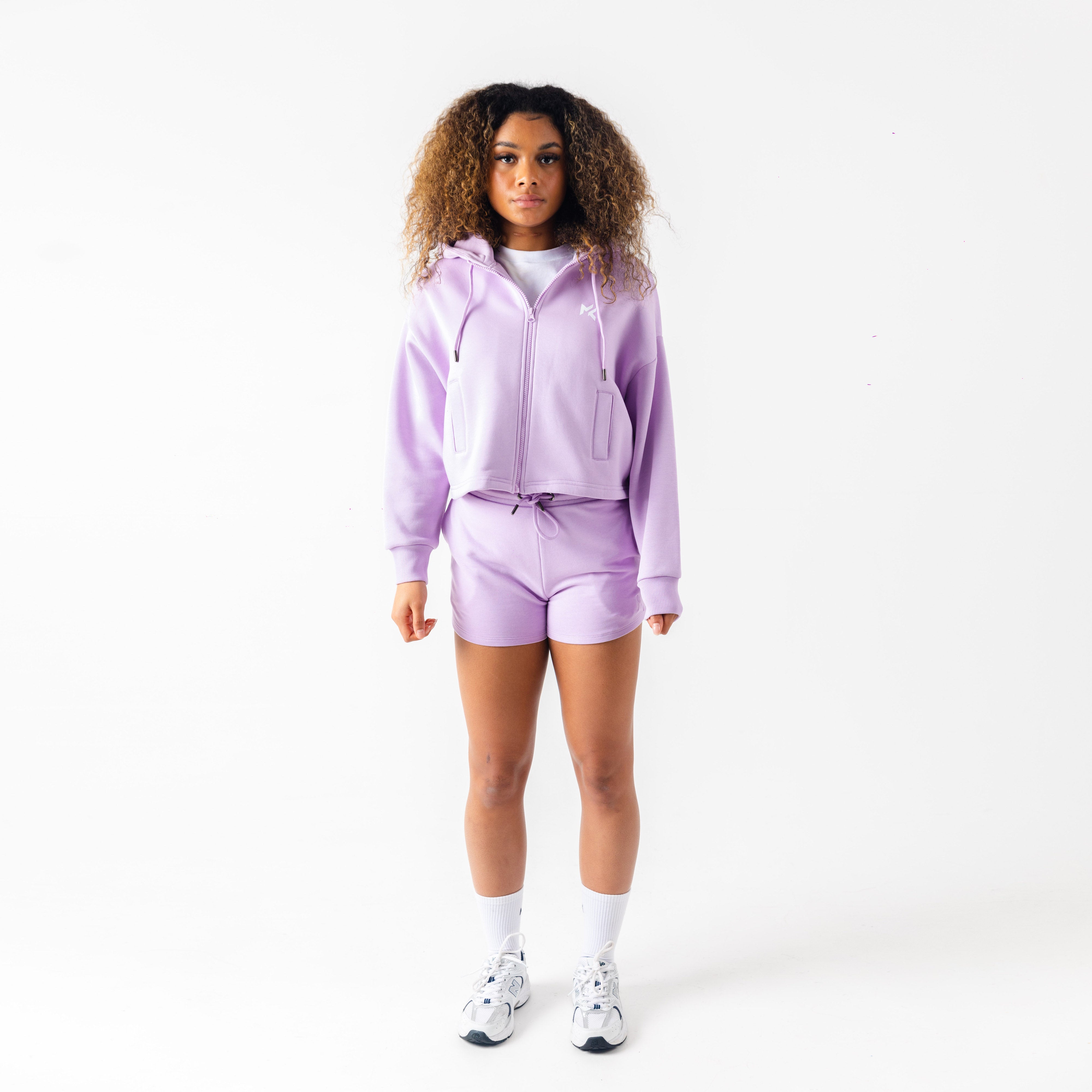 Women's Boxy Zip Up Hoodie Lilac